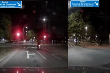 Graba la surrealista maniobra de una moto en un cruce de Santa Coloma de Gramenet y la gente alucina: “Que vaya de nuevo a la autoescuela”