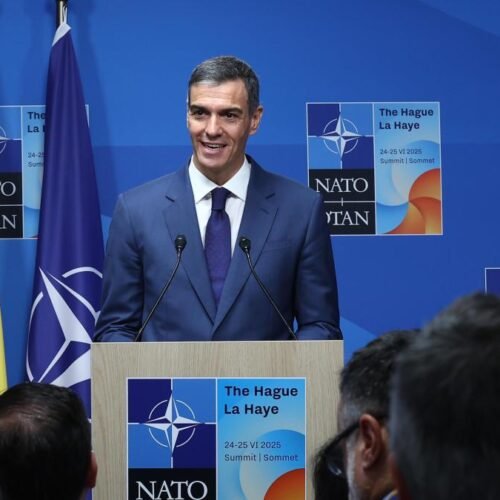 El inesperado apoyo de Sánchez en la sala de prensa de la cumbre de la OTAN