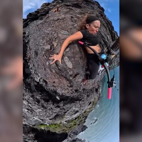 Las imágenes del peligroso accidente de la ciclista Cecilia Sopeña