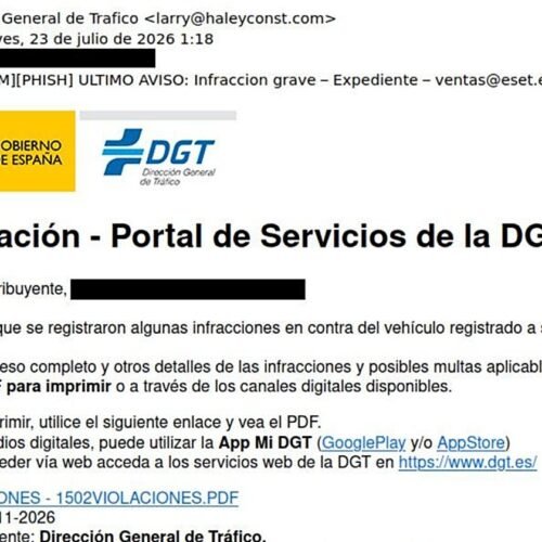 Los ciberdelincuentes usan falsas multas de la DGT para intentar vaciar tu cuenta bancaria